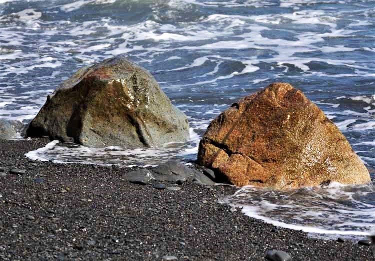 small bolders in water